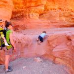 Scrambling up in Little Wild Horse Canyon