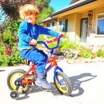 Tory's first bike. Napoleon Dynamite style.