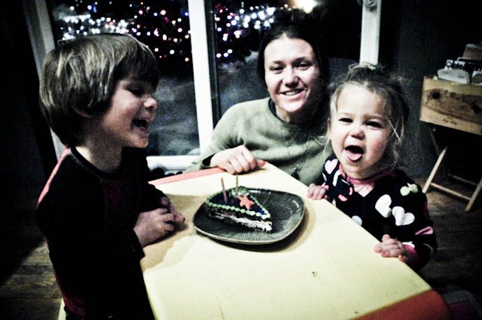 A quickie birthday with a slice of gross frosted cookie.