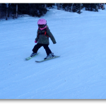 Tegan skis by herself