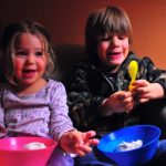 Enjoying the cookies and ice cream