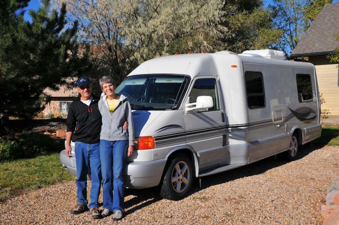 Grandpa and Grandma Hoffman (and their sweet ride).