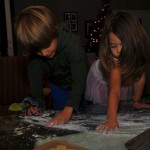 Spreading some flour. Don't want it to stick!